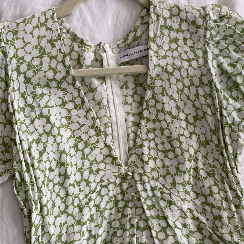 Faithfull the Brand XS/2 Green Floral Dress - Picture 3 of 7